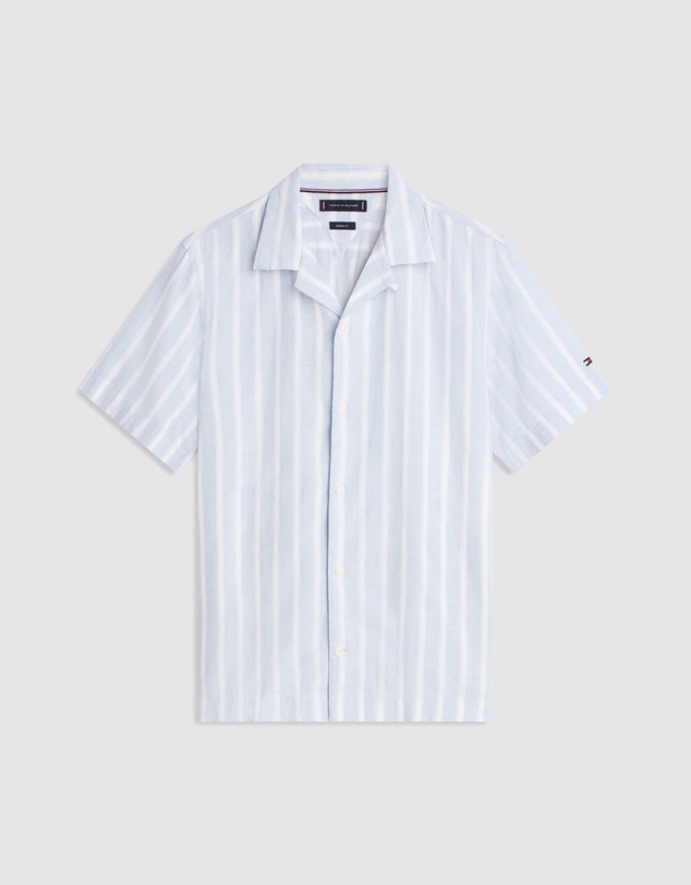Tommy Hilfiger - Linen Blend Textured Stripe Short Sleeve Shirt
