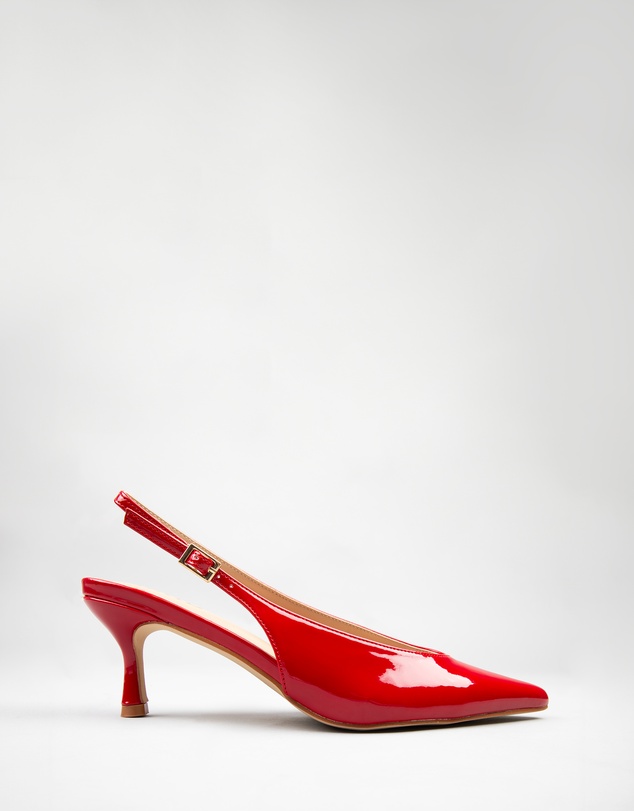RAID - Tristen slingback kitten heeled shoes in Red