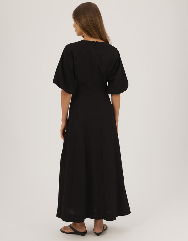Atmos&Here - Ivy Short Sleeve Midi Dress In Cotton Linen Blend