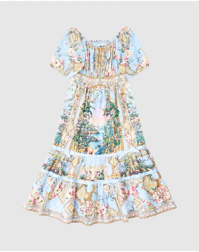Camilla - Peasant Maxi Dress With Ribbon Skirt - Kids