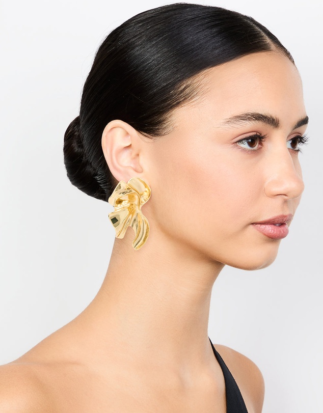 Lovisa - Gold Plated Textured Flower Fan Earrings