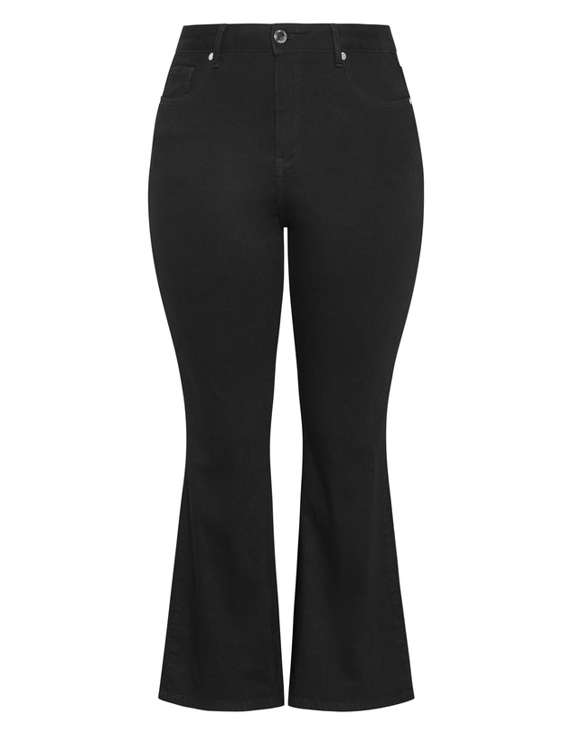 City Chic - Plus size Harley Fit Carla Flare Leg Short Jean - black