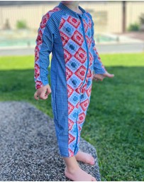 Tyoub - Tyoub Baby Sun-Safe Zip-Up Swimsuit Retro Granny Square