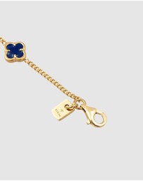 Kuzzoi - ICONIC EXCLUSIVE - Bracelet Male Cloverleaf Enamel Blue 925 Sterling Silver Gold Plated