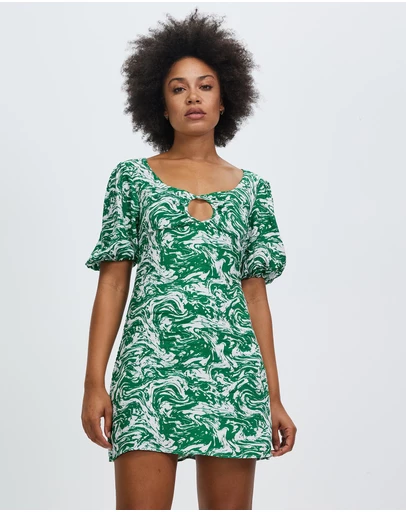 Third Form - Marble Balloon Sleeve Mini Dress
