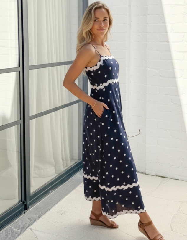 Esther & Co - Priah Dress - Navy Spot
