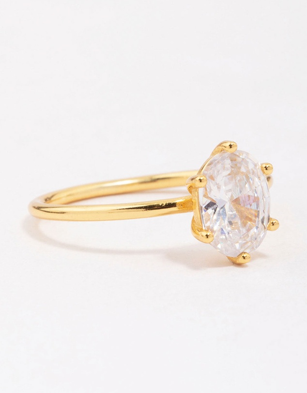 Lovisa - Gold Plated Sterling Silver Oval Solitaire Ring