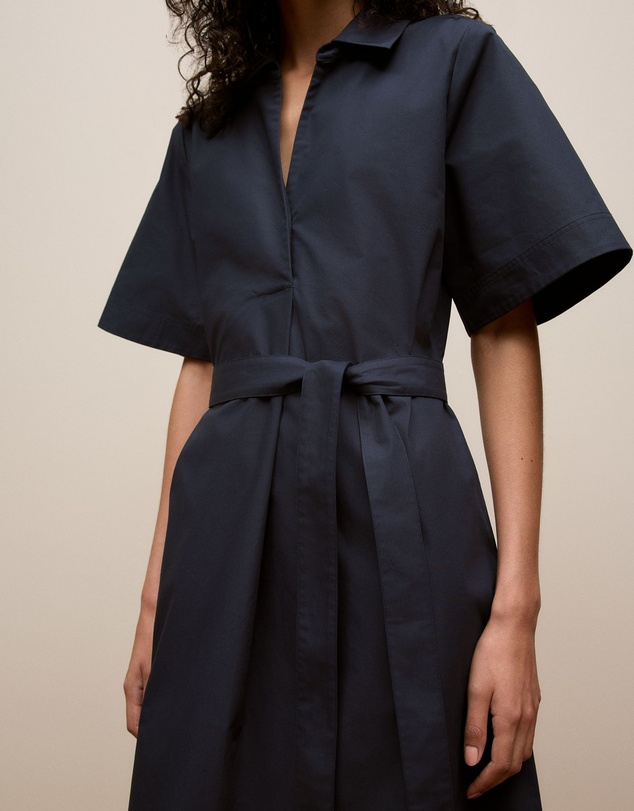Trenery - Cotton Poplin Belted Popover Dress in Night Sky