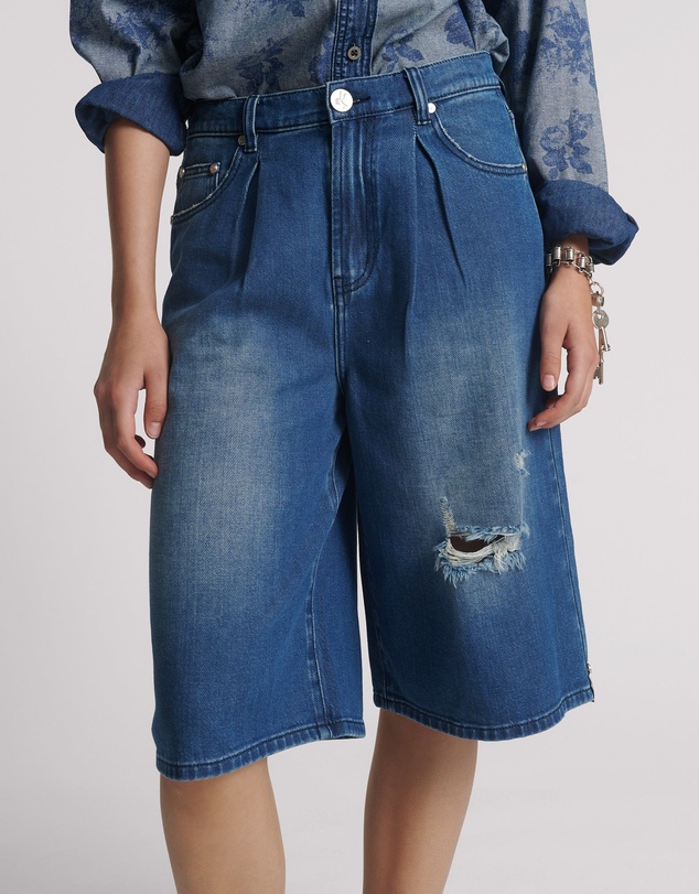 ONE TEASPOON - Beastie Low Waist Wide Leg Denim Jorts - Rosewood