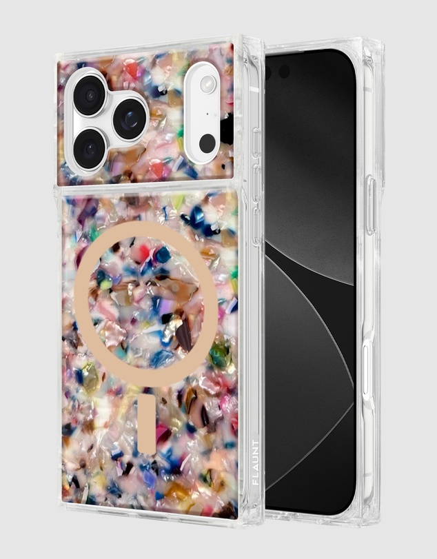 Flaunt - Flaunt Square Rainbow Confetti Tortoise Shell MagSafe Case for iPhone 17 Pro