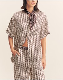 Shona Joy - Monogram Silk Contrast Shirt