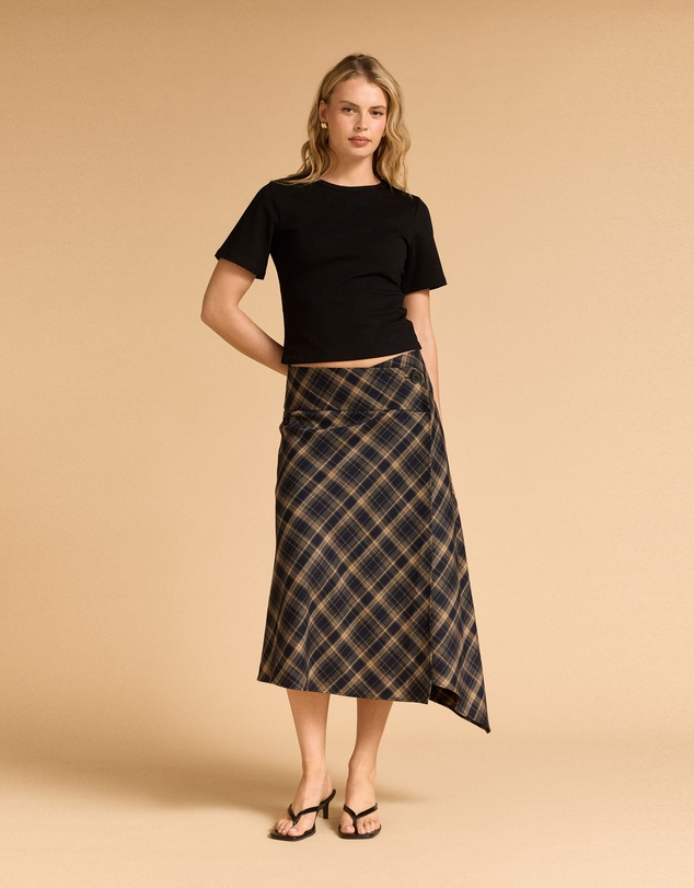 MVN - Wrap Plaid Skirt