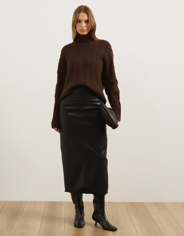 Atmos&Here - Orla Funnel Neck Chunky Cable Knit Jumper