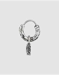 Haze & Glory - ICONIC EXCLUSIVE - Earrings Men Single Hoop Synthetic Emerald 925 Sterling Silver