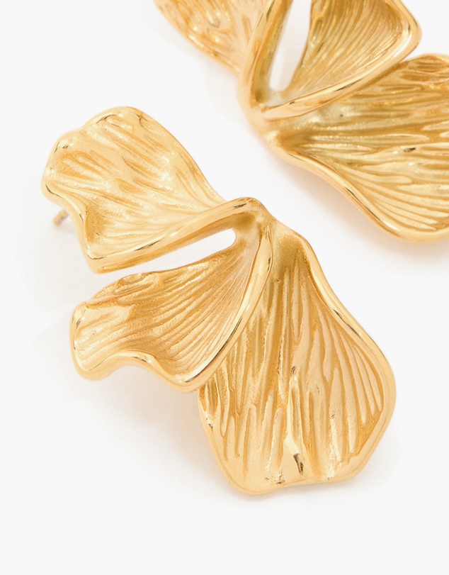 Lovisa - Waterproof Gold Plated Stainless Steel Petal Fan Earrings