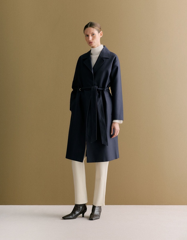 Trenery - Double Cloth Eyelet Detail Trench in Navy