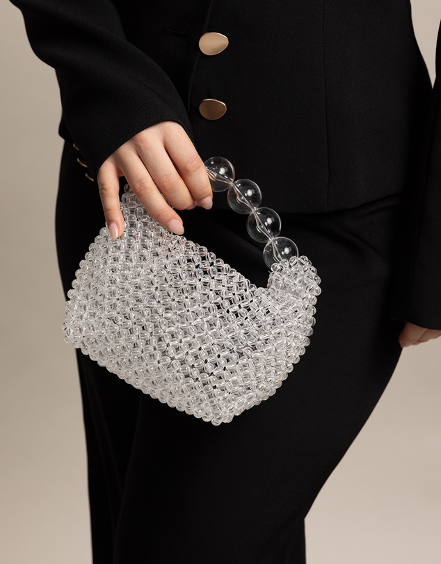 Morgan & Taylor - Avery Beaded Bag in Clear White
