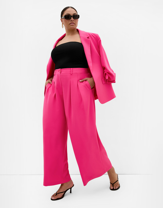 City Chic - Plus size Abbie Wide Leg Pant - fuchsia