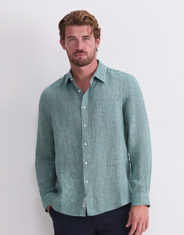 Sportscraft - Long Sleeve Linen Yarn Dyed Shirt