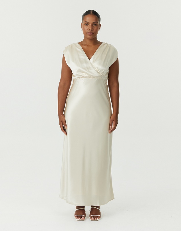 Third Form - Satin Cross Over Gather Dress