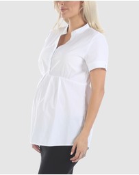 Angel Maternity - Maternity & Nursing Blouse Work Top - White