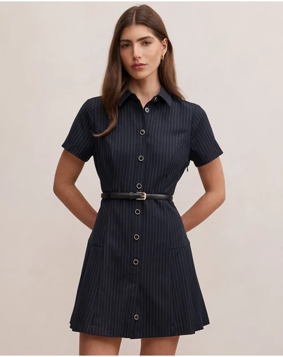Forever New - Gigi Pleated Button Down Mini Dress