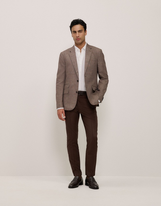 Trenery - Linen Cotton Textured Blazer in Cocoa
