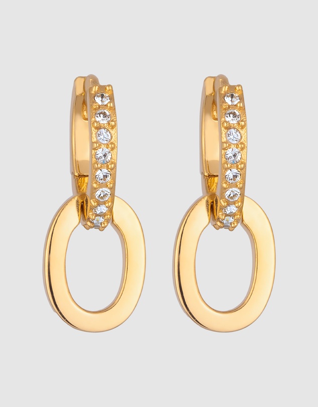 Elli Jewelry - Crystal Circle Hoop Earrings in Gold-Plated 925 Silver