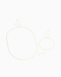 Lovisa - Silver Cubic Zirconia Tennis Necklace, Bracelet & Earrings Set