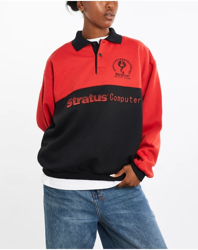 Vintage by The Real Deal - Pre Loved - Vintage 90s Stratus Computer Technologies Collared Sweatshirt