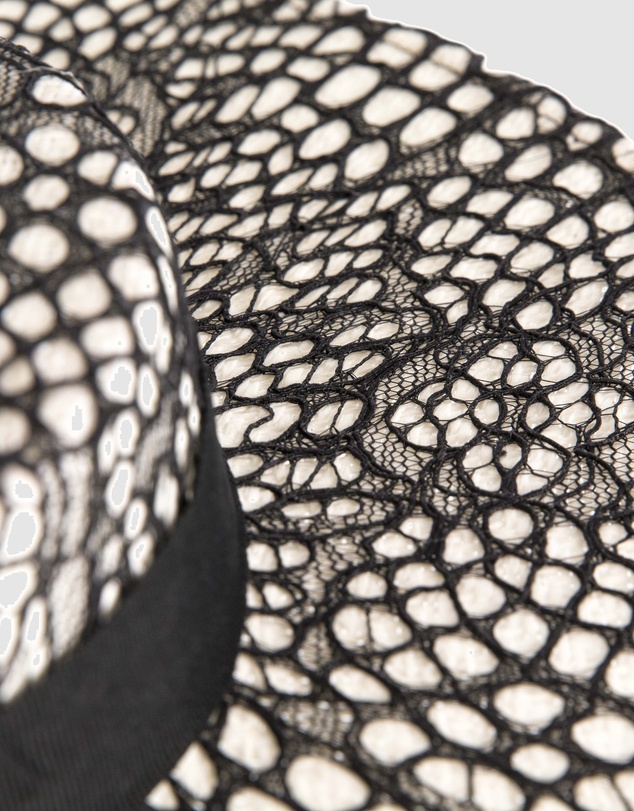 Max Alexander - White & Black lace-covered Boater Hat