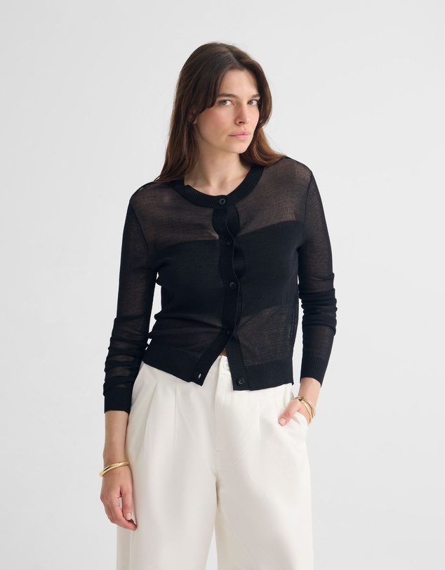 Oxford - Celina Sheer Panel Cardigan