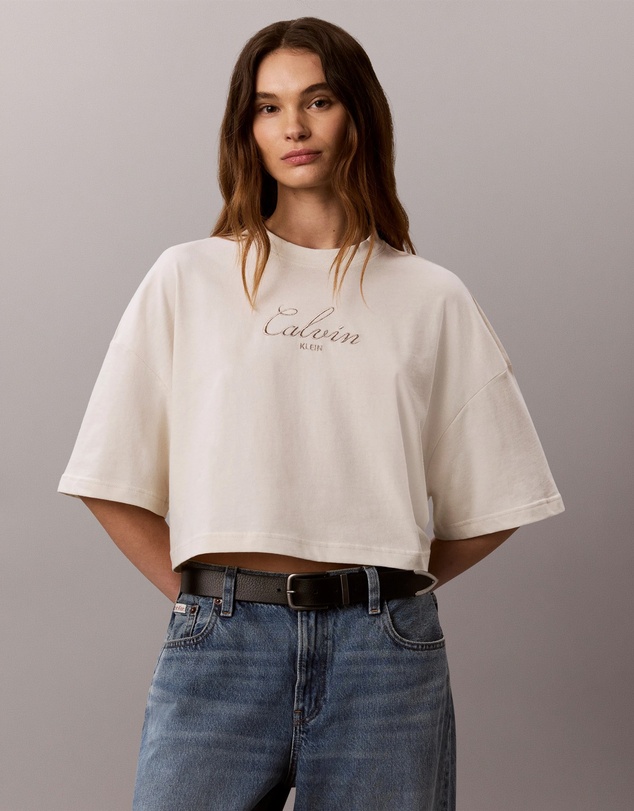 Calvin Klein Jeans - Boxy Crop Script Logo Tee
