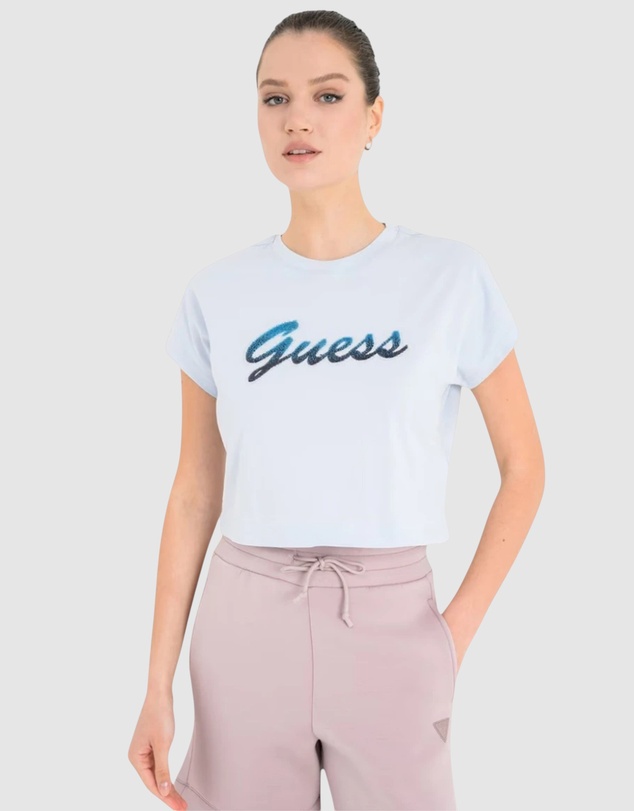 GUESS - Short Sleeve Script Crop Tee