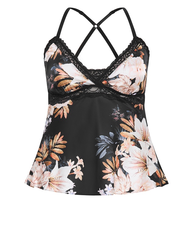 City Chic - Plus size Arcadia Cami Pant Set - black