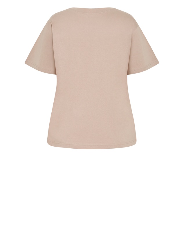 City Chic - Plus size Relaxed Crew Neck Cotton Tee - stone