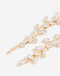 Lovisa - Gold Plated Cubic Zirconia Vine & Leaf Hair Clips 2-Pack