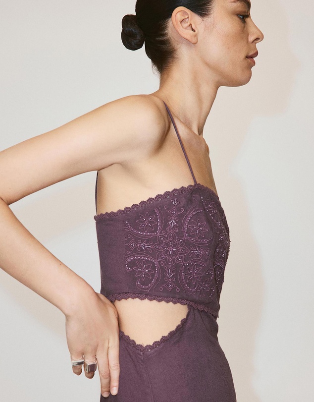 M.N.G - Beaded Embroidered Cut-Out Dress