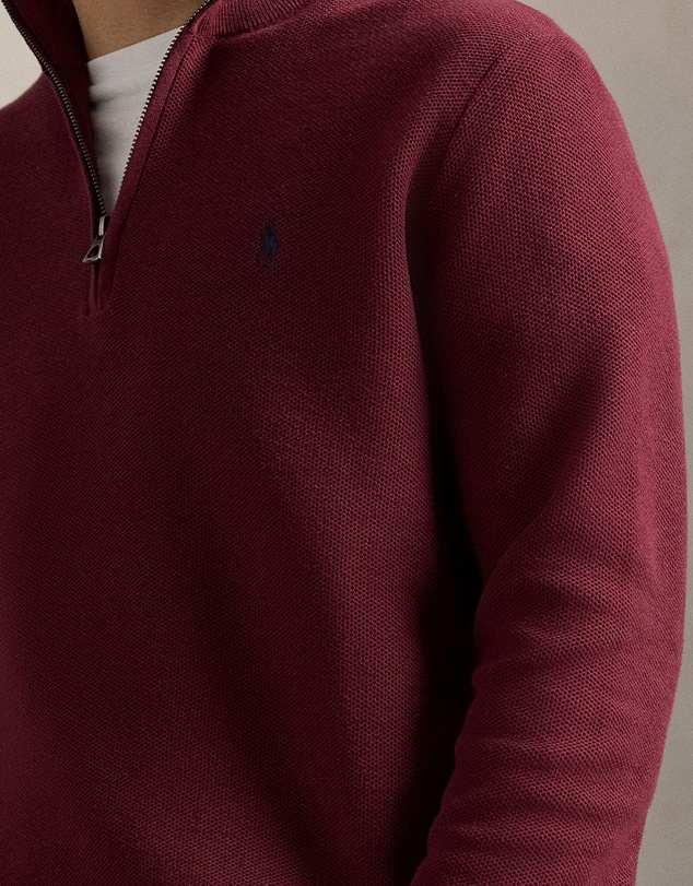 Polo Ralph Lauren - Mesh-Knit Cotton Quarter-Zip Sweater