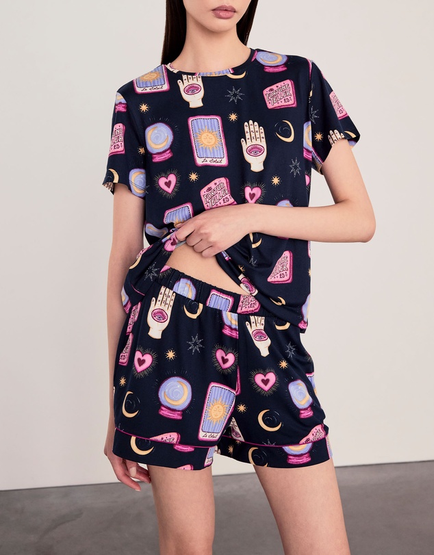 Chelsea Peers - Tarrow Card Short Sleeve Pyjama Set