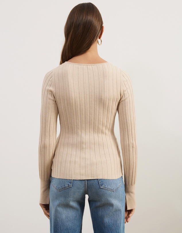 Atmos&Here - Rumi Long Sleeve Fitted Rib Knit Top