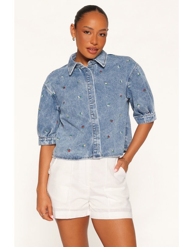 Petal & Pup - Nerys Embroidered Shirt - Medium Wash