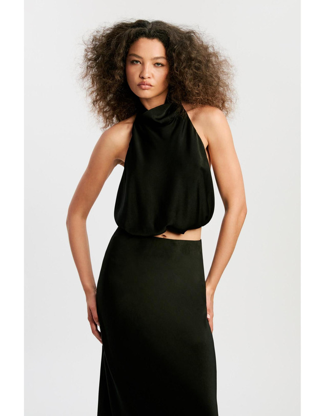 Bardot - Sandri Satin High Neck Top
