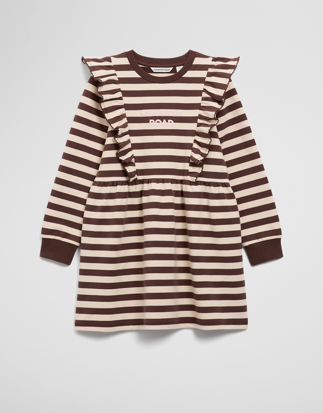Country Road - Organically Grown Cotton Stripe Ruffle Sweat Dress