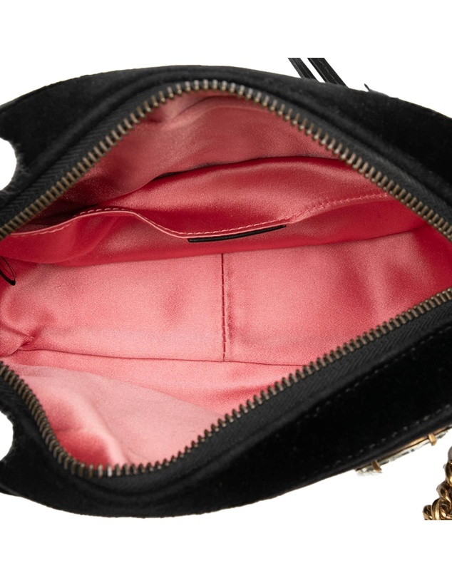 Pre-Loved by Azura Reborn - Pre-Loved Mini GG Marmont Crystal Embellished Matelasse Velvet Crossbody