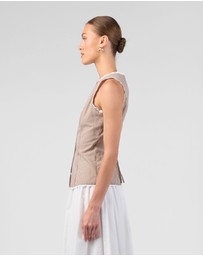 MVN - Gingham Lace Trim Top