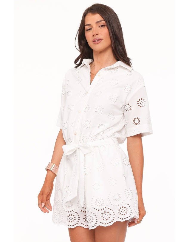 Petal & Pup - Jamie Tie Front Playsuit - White Broderie