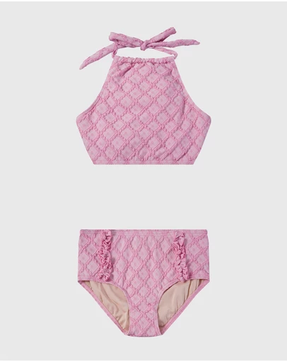 Aqua Blu Kids - Stepping Stones Pink Halter Neck Bikini Set - Teens