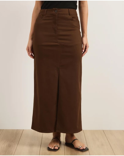 Atmos&Here - Cece Cotton Twill Maxi Skirt