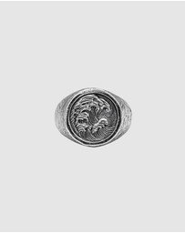 Haze & Glory - ICONIC EXCLUSIVE - Ring Men Signet Ring Tide Waves Motif in 925 Sterling Silver